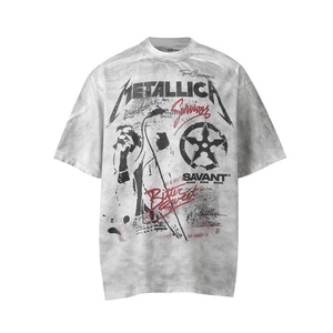 Camiseta de Hombre de Marca Vintage, Estilo Urbano, Manga Corta, Corte Regular, 100% Algodón, Estampado, Lavado Desgastado, Estilo Rock - Product Image 2