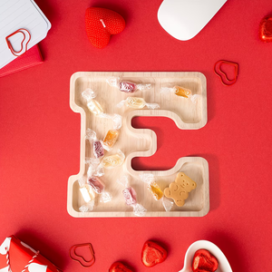 Plateau à lettres en bois contemporain, <span class=keywords><strong>grand</strong></span> <span class=keywords><strong>format</strong></span>, robuste et durable, pour collations, fruits, desserts, gâteaux, plateaux sensoriels en bois avec alphabet. - Product Image 6