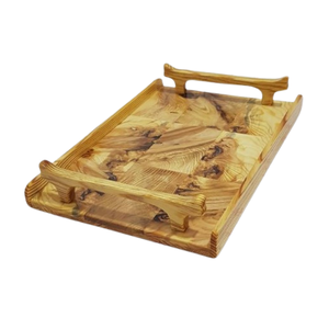 Natural Wood <b>Coffee</b> Tea Bread Serving Tray with Handle Portable <b>Oval</b> Shape Tray for Home & Hotel Restaurant - Product Image 5