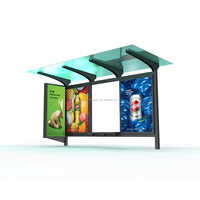 Halte Bus Digital Signage Halte Bus Papan Iklan Solar Smart Stainless Steel Halte Bus Bench