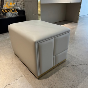 Italian Style Genuine Leather Sofa Stool <strong>Low</strong> <strong>Footstool</strong> for Living Room Square Dressing Coffee Table Shoe Changing Ottomans - Product Image 4