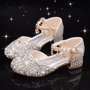 Kinderen Kristallen Hoge Hakken Nieuwe Stijl Meisjes Kristallen Prinsessen Schoenen Basisschool Kindermode Leren Schoenen - Product Image 6