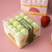 Récipient de Tiramisu en plastique PS carré transparent de 5mm d'épaisseur jetable et recyclable pour l'utilisation alimentaire de boîte d'emballage de pâtisserie