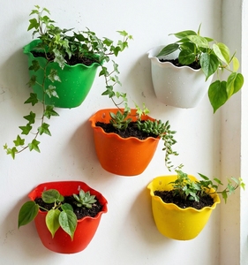 Modern Decorative <b>Plastic</b> Pots with Stone-Effect Finishes Durable <b>Square</b> Nursery <b>Containers</b> and Tall Ribbed Planters - Product Image 2