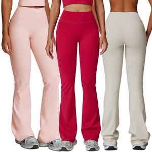 Leggings de cintura alta para mujer, efecto levanta glúteos, tacto suave, pantalones de gimnasio, pantalones de yoga acampanados para entrenamiento y descanso - Product Image 1