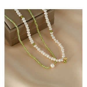 Collar de Perlas de Agua Dulce de Peridoto Natural Apiladas de Verano - Product Image 2