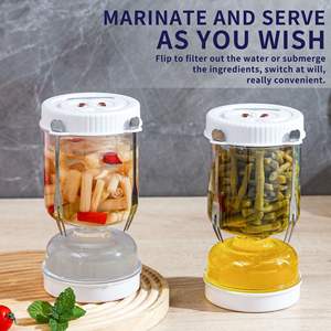 Modern <b>Plastic</b> <b>Kitchen</b> Pickles Jar With Strainer Flip Dry and Wet Dispenser for Food and Camping - Product Image 5