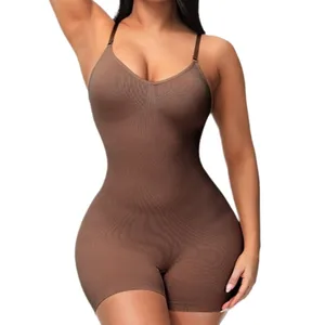 Women Seamless Underbust Tummy Control Shapewear Wide Straps Slimming Bodysuit