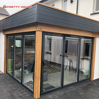 Puerta Plegable de Aluminio con Rotura de Puente Térmico, Vidrio Low-E, Antirrobo, para Cocina, Patio, Hotel y Villa