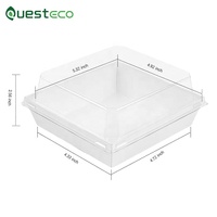 Boîte à emporter jetable personnalisée en carton blanc pour petit-déjeuner, déjeuner, sandwichs, avec couvercle transparent, recyclable, gaufrée, pour emballage alimentaire et collations