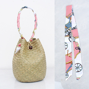 Sacs à main tendance pour femmes 2026 – Sac seau tissé à la main en paille avec foulard – Sac <span class=keywords><strong>de</strong></span> plage pour femme - Product Image 6