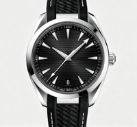Montre-bracelet de luxe pour hommes d'affaires, mouvement automatique, boîtier en acier inoxydable, bracelet en caoutchouc bleu tressé