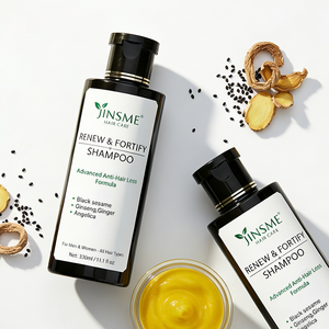 Champú Fortalecedor y Renovador OEM ODM 330ml, Sésamo Negro, Ginseng, Jengibre, Anticaída para Cuero Cabelludo Normal a Seco - Product Image 2