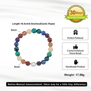 RINNTIN GMB109 Braccialetto Yoga con 7 Chakra in Pietre Naturali, Gioiello Energetico con Perle di Cristallo a Forma di Sfera Classica per Uomini e Donne - Product Image 4