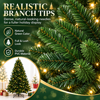 Sapin de Noël artificiel pré-éclairé de 7 pieds, sapin d'épicéa réaliste avec 8 modes d'éclairage LED blanc chaud pour la décoration intérieure des fêtes
