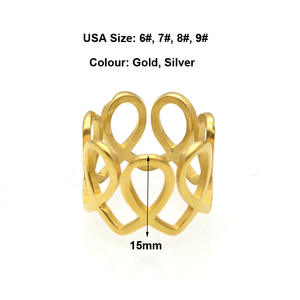 Anillo Hueco de Línea Ondulada Ancha Chapado en Oro de Acero Inoxidable 316L de Moda de Marca - Precio al por Mayor - Product Image 4