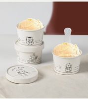Gobelet à glace triangulaire transparent 100ML 200ML avec couvercle dôme, format fête, pour Noël, pour machines à biscuits à presser, modèle bol en papier