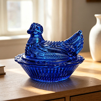 Pot à bonbons ovale en verre irisé, style poule vintage, en verre cristal, pour décoration de table et rangement alimentaire, vente en gros usine
