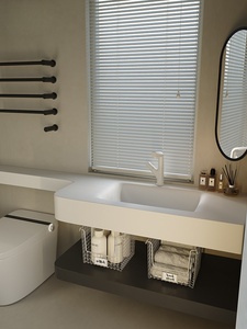 Meuble de salle de bain mural intelligent avec lavabo intégré, moderne, minimaliste et durable - Product Image 5
