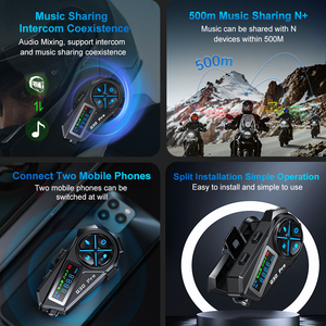 Q30 PRO Intercom moto Wirelessintercomunicador auricolare per casco con Radio FM e musica di condivisione - Product Image 4