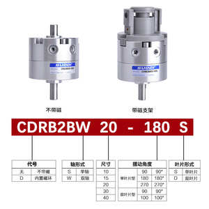 Cylindre rotatif Suodi Cdrb2bw 30-180 degrés, double action, corps en aluminium, connexion filetée - Product Image 4