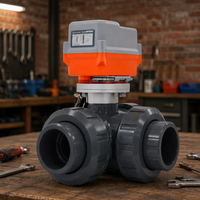 Vanne à boisseau sphérique électrique manuelle radiante à trois voies DN32 Modèle RDNT-280 à raccordement par compression pour l'eau, personnalisable OEM, température moyenne PN10