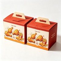 Boîte en carton pour restauration rapide, prix de gros, emballage pour poulet frit, vente chaude, boîtes à popcorn à emporter avec poignée, boîte à emporter