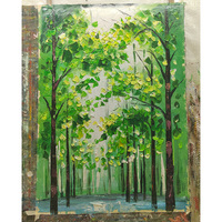Personnalisé En Gros À La Main Maison Décorative Grande Toile Oeuvre 3D Arbre Paysage Peintures À L'huile Mur Art Couteau Forêt Image