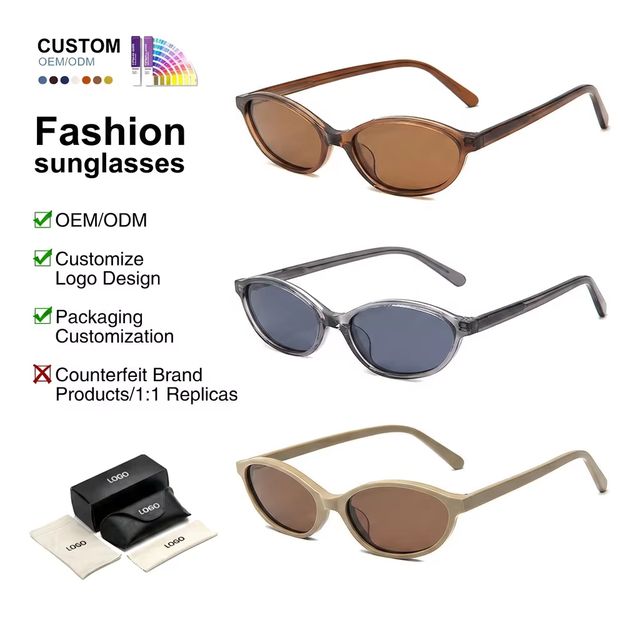 Retro Small Oval Light Weight Full Rim Sunglasses Unisex Vintage Ellipse Shades Designer UV400 Protection Wholesale Custom Logo