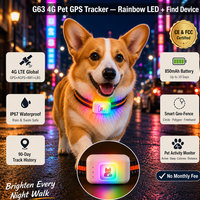Pabrik Grosir Pelacak GPS Hewan Peliharaan 4G dengan Lampu LED Warna-warni dan Pelacakan Lokasi Langsung serta Fungsi GEO Fence untuk Anjing Kucing