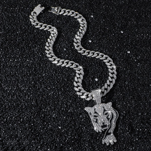 New Simple Personalization Design Shine Alloy Leopard Head <b>Animal</b> Pendant Necklace Hiphop Mens Necklace Wholesale Jewelry Trendy - Product Image 3