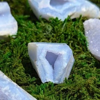 Agate bleue druzy de haute qualité, cristal de quartz naturel brut pour la méditation et la guérison