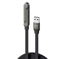 Kabel Data Pengisian Cepat 3-in-1 240W USB-A/Type-C 2.1A 6A dengan Penyangga Ponsel untuk iPhone 15/17 Tablet & Gaming