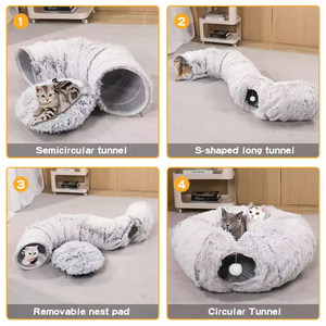 Túnel para Gatos de Peluche Multifuncional 2025, con Cama, Apto para Juguetes de Gatos de Interior, Cálido, Plegable, Cama Túnel para Gatos - Product Image 5