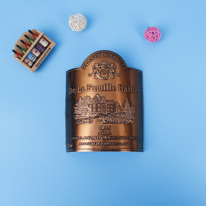 Nhà Máy Tùy Chỉnh Dán Rượu Vang Chai Vàng Nhôm Deluxe Tem 3D Nhãn Dập Nổi Kim Loại Dán Kim Loại Nhãn Rượu Vang - Product Image 4