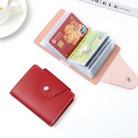 Dompet Kartu Kredit RFID Logo Kustom Modern dengan Penutup Tombol, 34 Slot, Kulit PU Tahan Lama, Model Akordeon