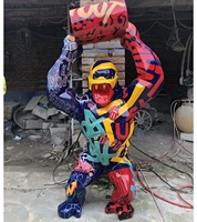 Statues de gorille en résine faites à la main, colorées, de taille réelle, modernes et créatives