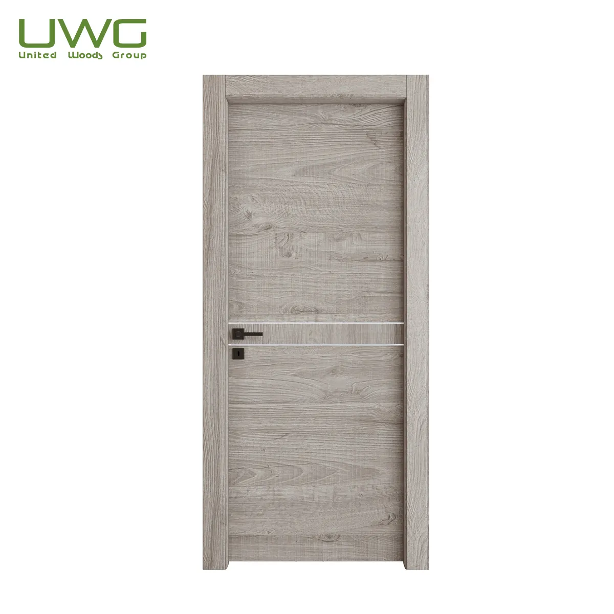 ประตู PVC กันน้ําประตูหน้า MDF เมลามีนที่ทันสมัยภายในประตูไม้วีเนียร์ไม้