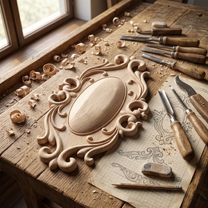Arte Murale in <span class=keywords><strong>Legno</strong></span> Inciso con Finitura Naturale, Decorazione da Parete in <span class=keywords><strong>Legno</strong></span> Intagliato per Casa, <span class=keywords><strong>Design</strong></span> Unico - Product Image 1