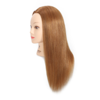Tête d'entraînement en cheveux humains à texture douce de 16 pouces, 100 % cheveux naturels, mannequin pour la formation en permanente capillaire