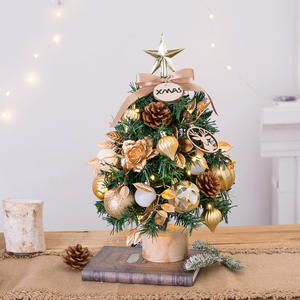 Nouvel arbre de Noël lumineux blanc chaud à LED, mini arbre de pin avec cônes, <span class=keywords><strong>40</strong></span> cm, branches pliables, alimenté par piles, décoration de bureau intérieure - Product Image 2