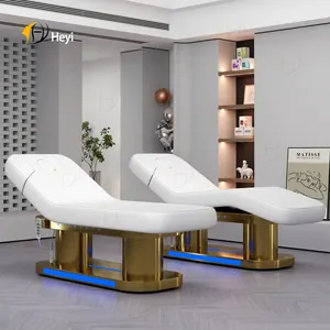 Salle de spa de luxe personnalisée blanc rose lit d'extension de cils de beauté du visage 4 moteurs tables de massage électriques et lits pour salon