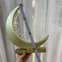 Nouvelle Décoration de Bureau en Bois en Forme de Croissant de Lune 2027 avec Lampe, Lettres Acryliques Ramadan Mubarak pour la Décoration de Table de Fête Musulmane à Domicile