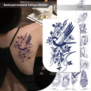 Tatuaje Semipermanente Realista de Animal Azul Oscuro para <span class=keywords><strong>Hombres</strong></span> y Mujeres, Material de Papel Herbal Impermeable, Duración de 2 Semanas, Resistente al Sudor - Product Image 1