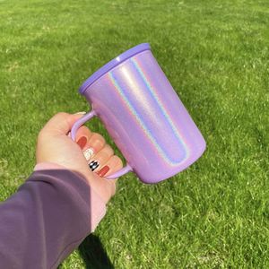 US Ready to Ship 17oz Multi Colors Shimmer Blanks Sublimation <b>Glass</b> Outdoor <b>Travel</b> <b>Mug</b> with pp Blind Lid for Heat Press Printing - Product Image 2