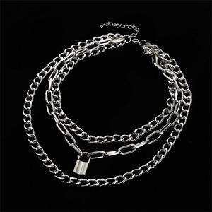 Layered <b>Chain</b> Necklace Neck <b>Chains</b> Lock Pendant Jewelry for Women Punk Choker Padlock Goth Jewelry Grunge Aesthetic Accessories - Product Image 2