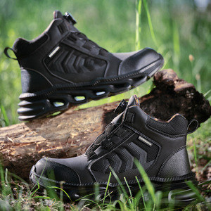 Shengbada Men's Steel Toe Safety Boots High Top Anti Slip Work Shoes Construction Industry Black - Product Image 2