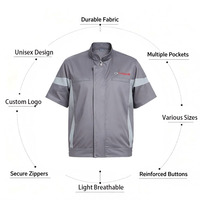 Ensemble de vêtements de travail réfléchissants avec logo personnalisé, fermeture éclair, manches courtes, uniformes de sécurité pour la réparation automobile, vêtements de travail pour mécaniciens automobiles, pour hommes et femmes