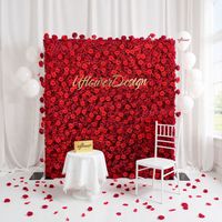 Mur de fleurs roses à base de tissu rouge décoration de mariage artificielle décoration de festival de fête d'anniversaire