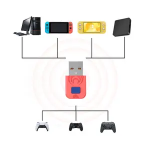 无线接收器支持任天堂交换机PS5 PS4控制器游戏配件的蓝牙通用串行总线适配器转换器